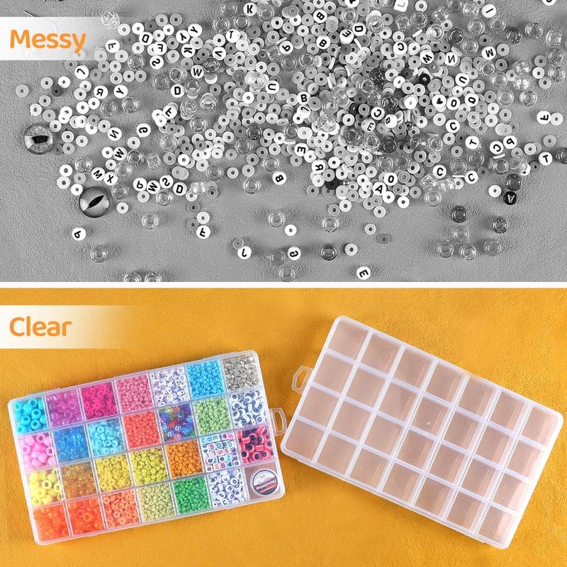 Eppingwin 28 Grids Bead Organizer, Craft Organizers and Storage, Acrylic Organizers, Plastic Bead Organizer Box for Crafts Organizing Storing - Image 3